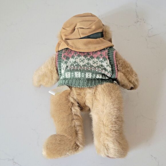 Honeysuckle Hollow 11" Fuzzy Plush Teddy Bear with Sweater & Hat jointed Vintage - Picture 8 of 12